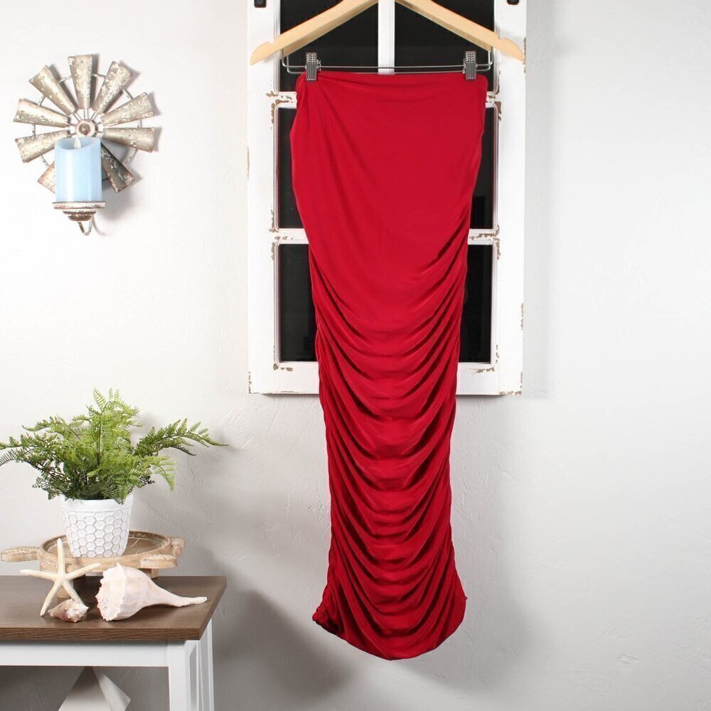 Boohoo Ruched Slinky Maxi Skirt - NWT - Size 6 - Picture 3 of 9